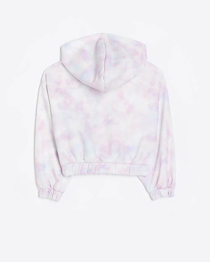 Girls pink tie dye zip up hoodie