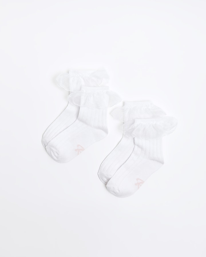 Mini girls white frill socks 2 pack