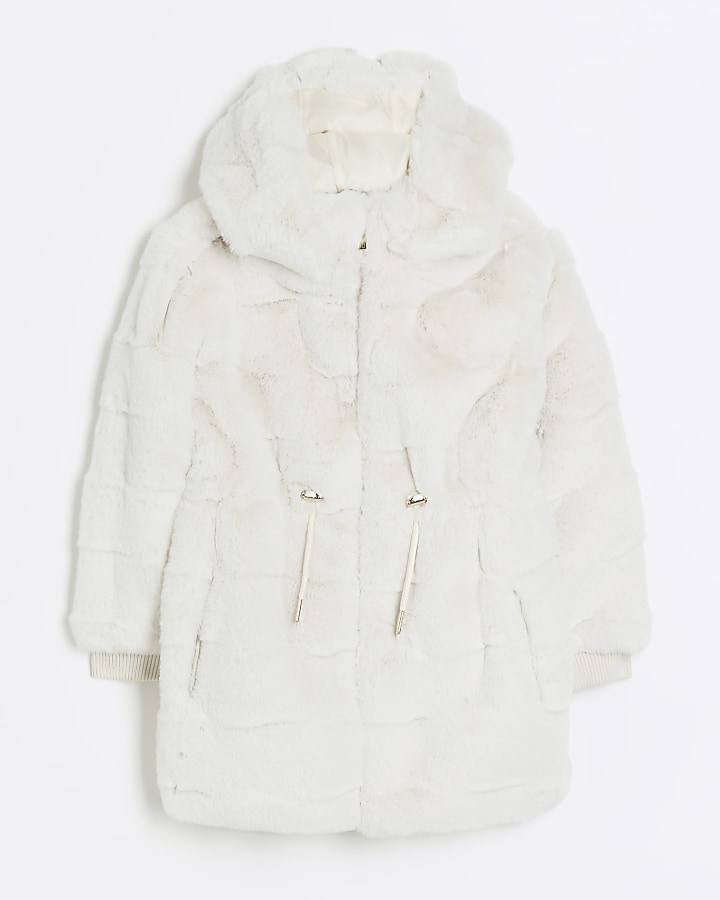 Girls cream fur outlet jacket