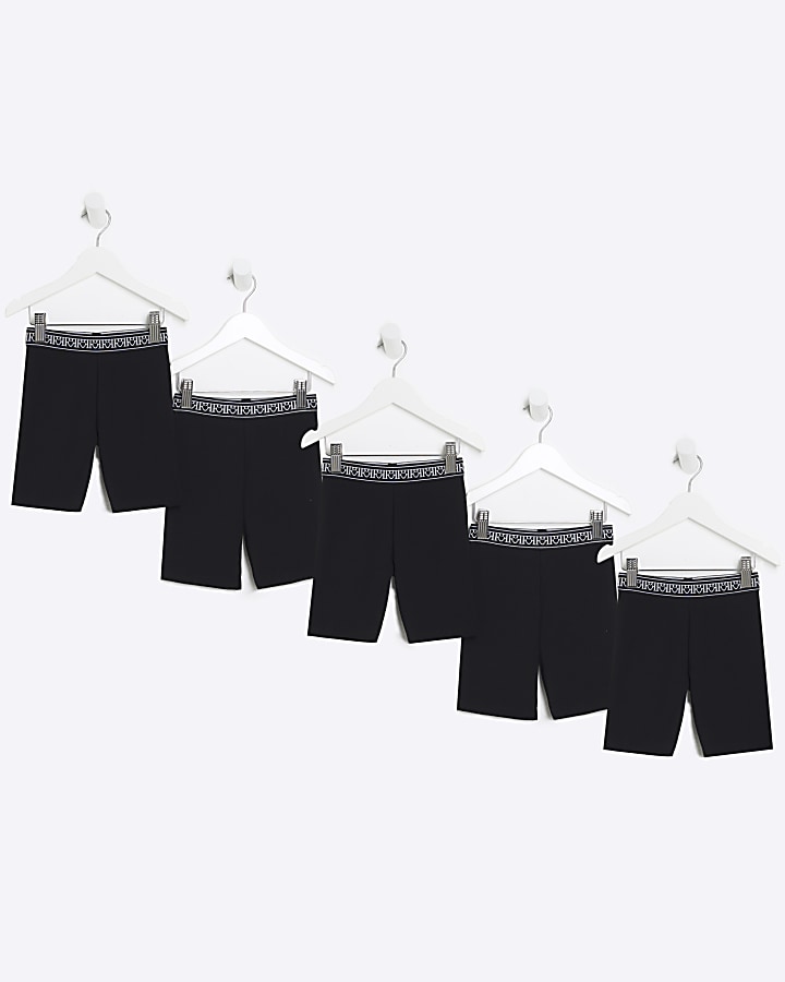 Mini girls black RI cycling shorts 5 pack