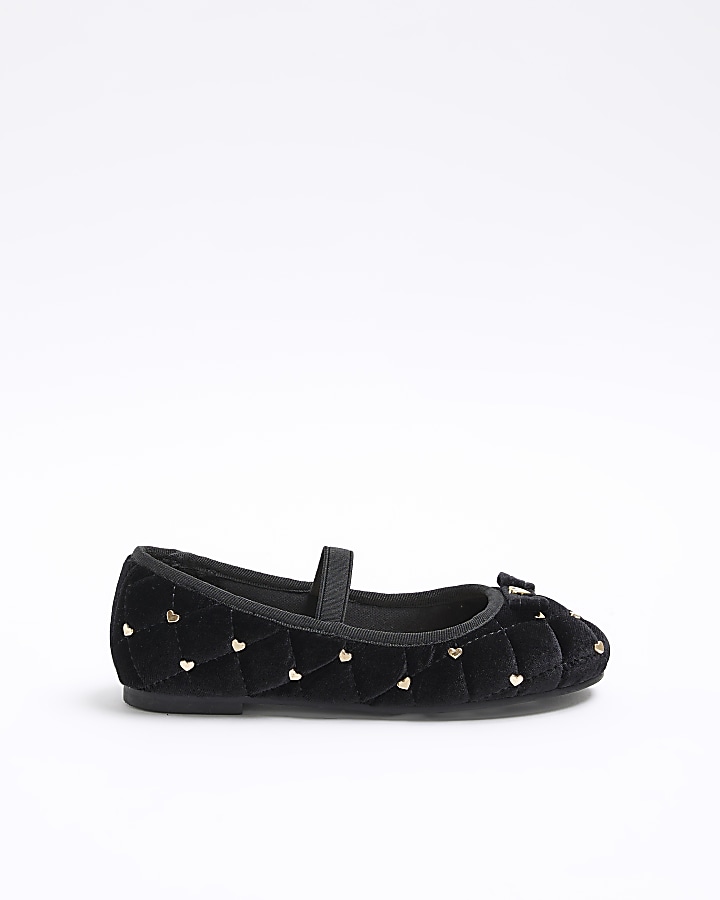 Girls black store velvet shoes