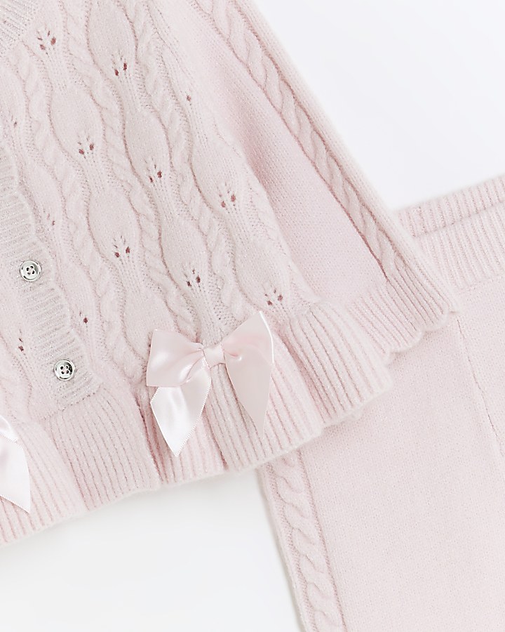 Baby girls pink cable knit cardigan set