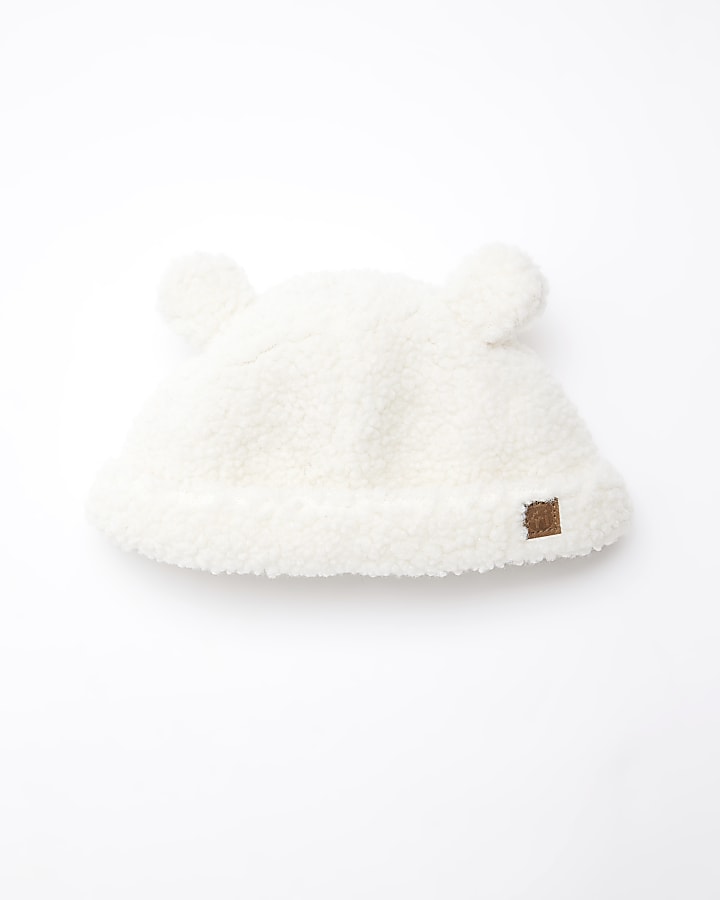 Baby cream borg beanie hat