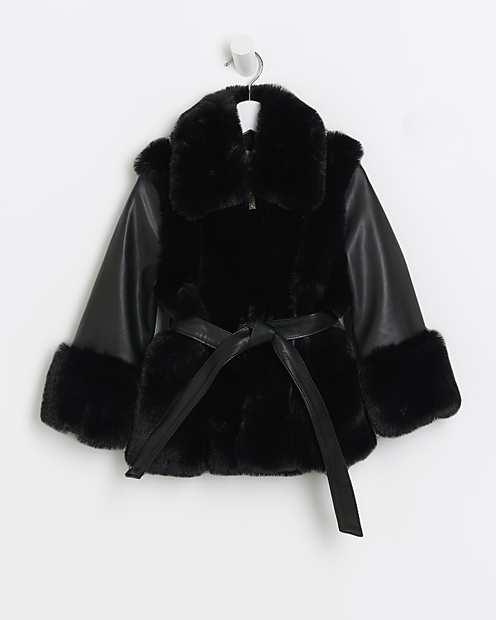 Girls black river island 2024 coat