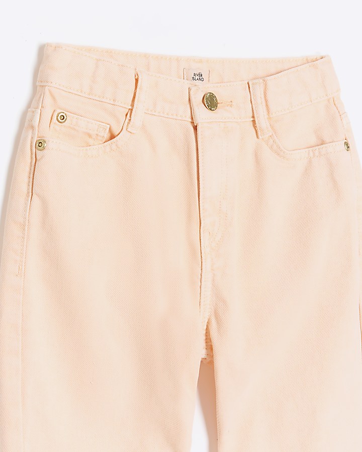 Girls coral mom jeans | River Island