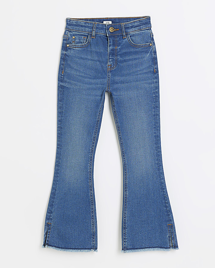 Girls blue flared jeans | River Island