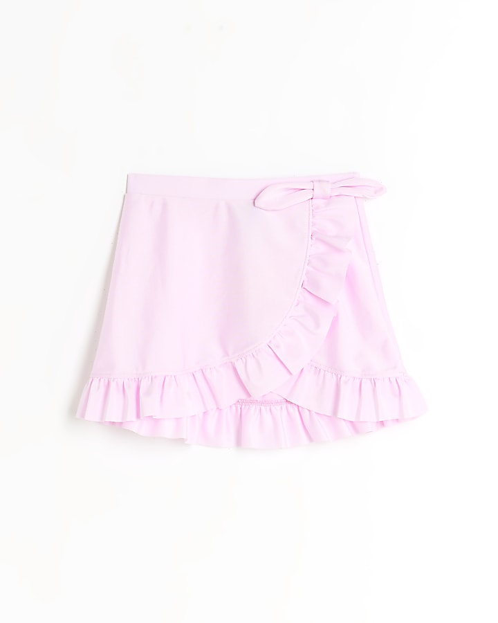Girls pink wrap swim skirt