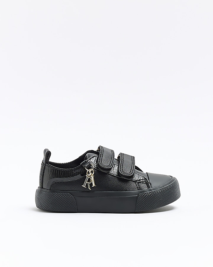 Mini girls black velcro trainers