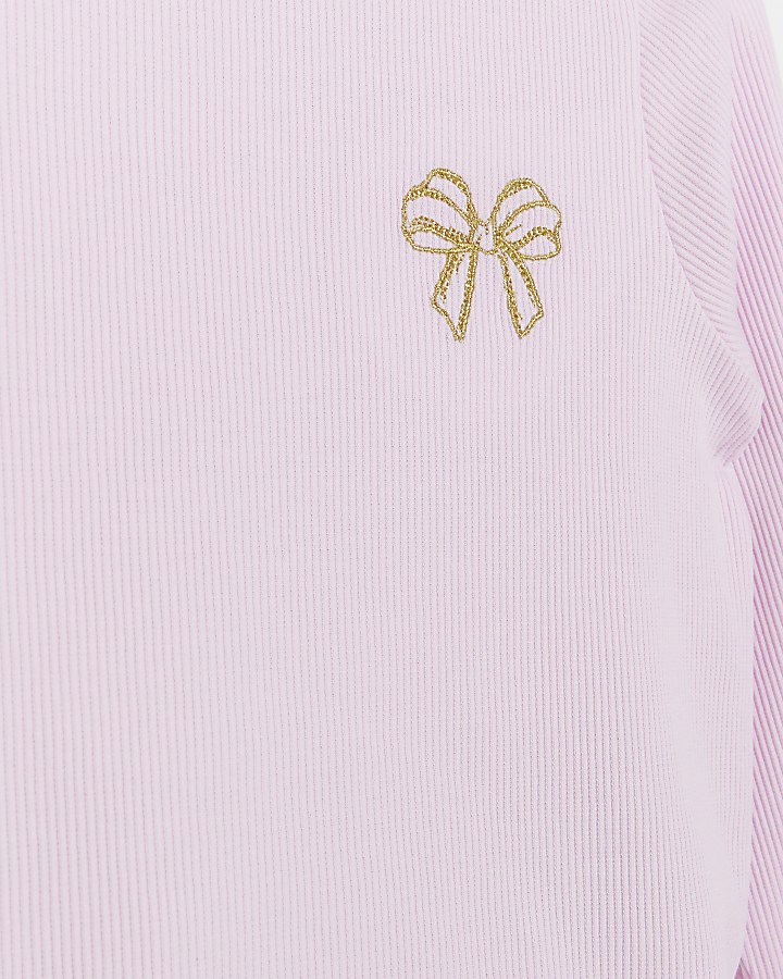 Mini girls cream and pink bow pyjamas 2 pack | River Island