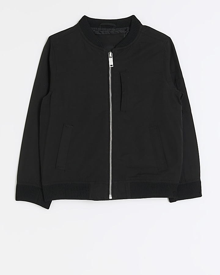 Black zip up smart bomber jacket | River Island