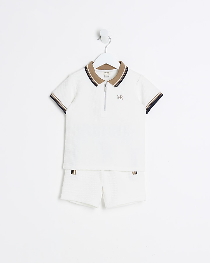 Mini boys Maison Riviera polo and shorts set