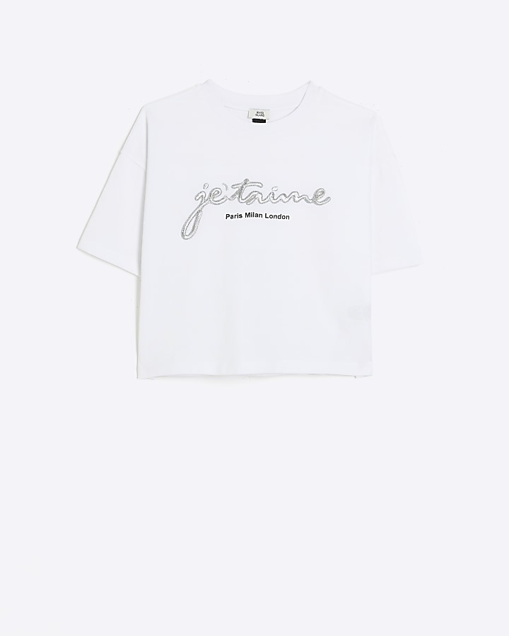 Girls white embroidered t-shirt