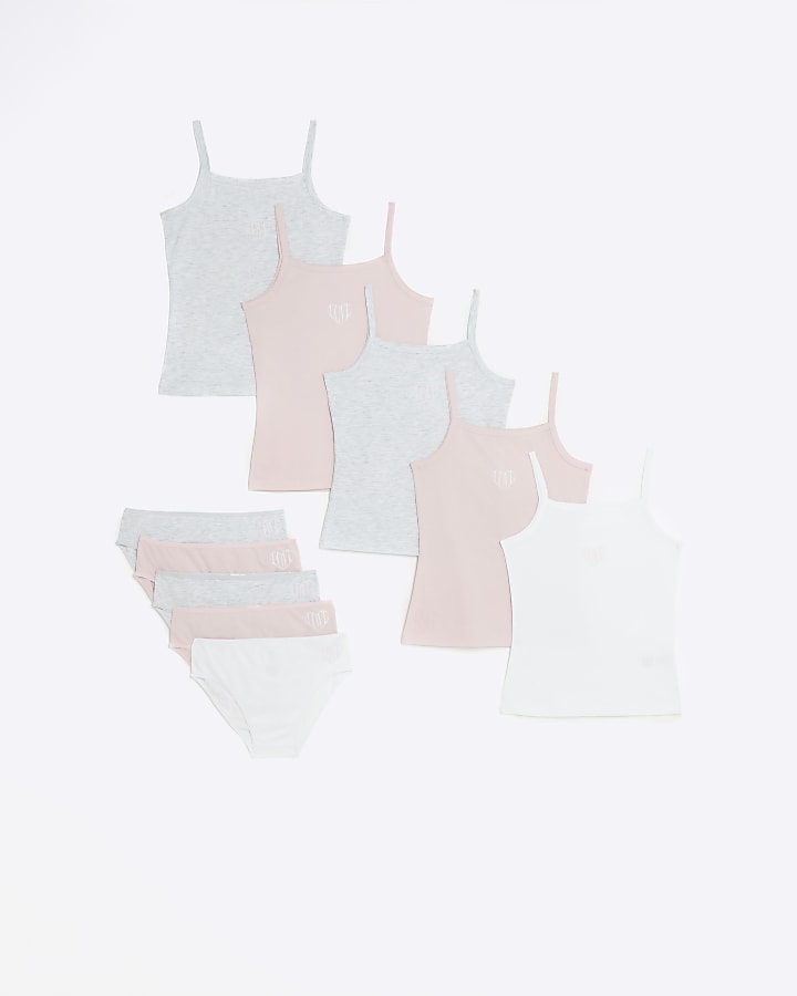 Girls pink tank top and underwear 10 pack