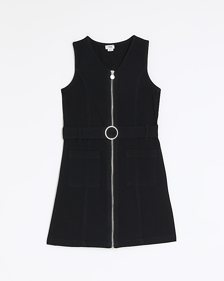 Black zip pinafore clearance dress