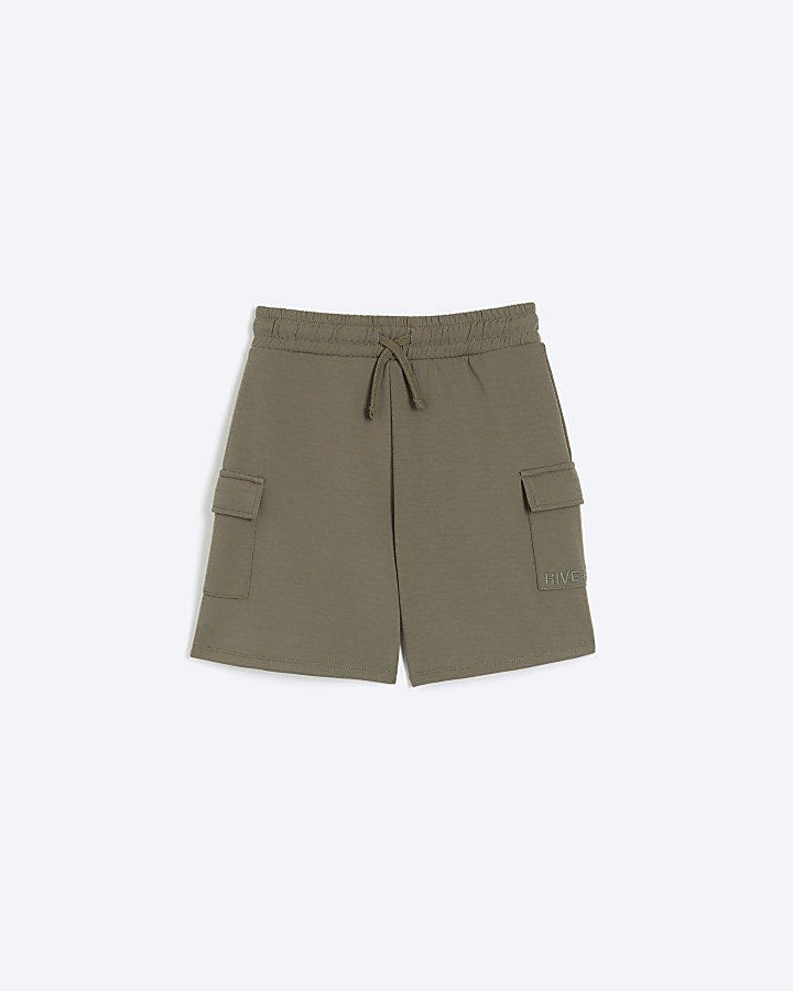 Boys khaki jersey cargo shorts