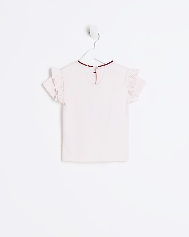 Mini girls cherry graphic frill t-shirt