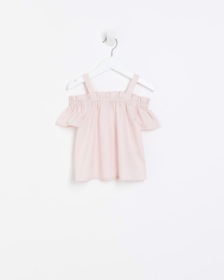 Mini girls pink ruffle blouse