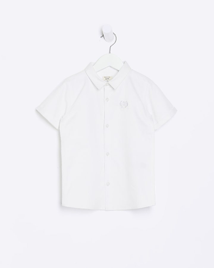 Mini boys white short sleeve oxford shirt