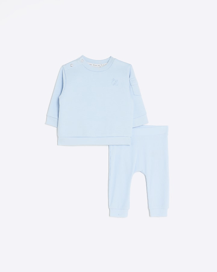 Baby boys blue sweatshirt and leggings set