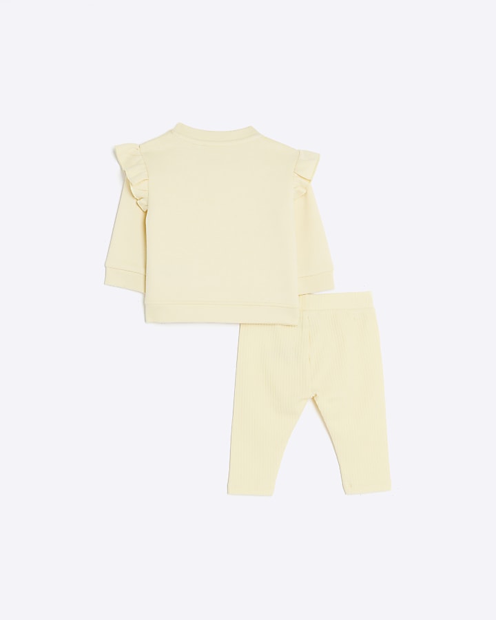 Baby girls yellow sweatshirt and leggings set