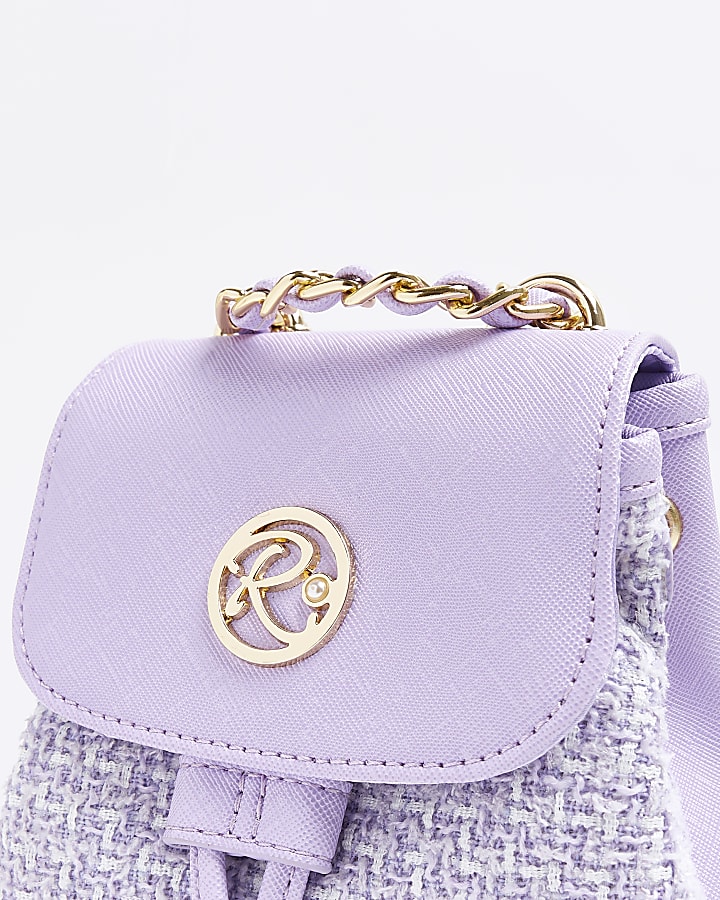 Girls purple boucle mini backpack