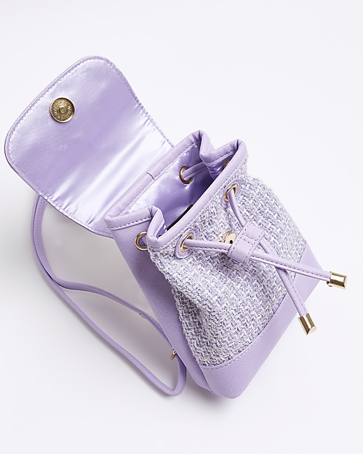 Girls purple boucle mini backpack River Island