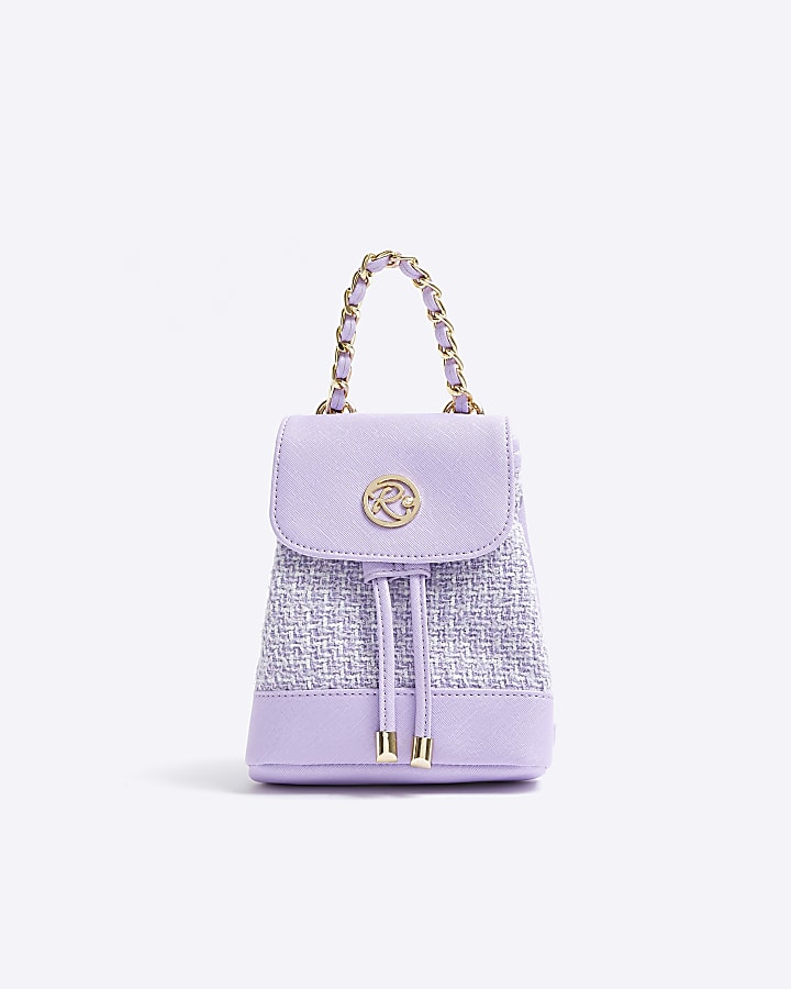 Girls purple boucle mini backpack