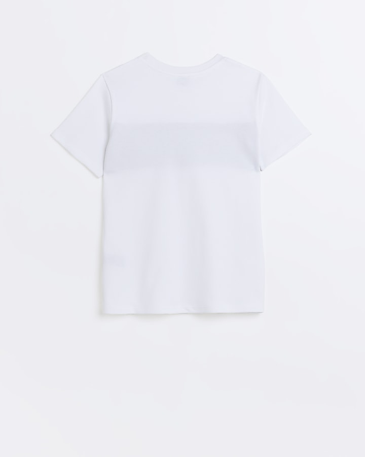 boys white embroidered block t-shirt