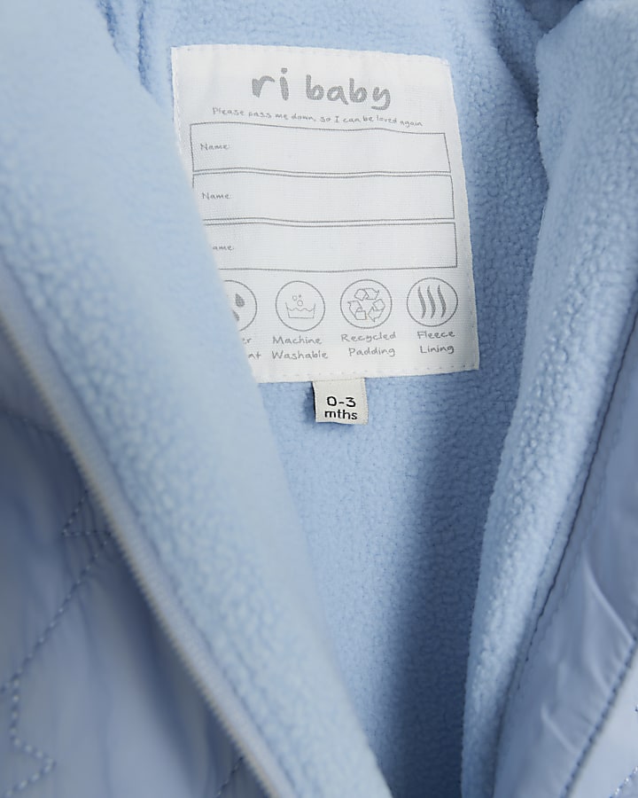 Baby boys blue hooded snowsuit River Island