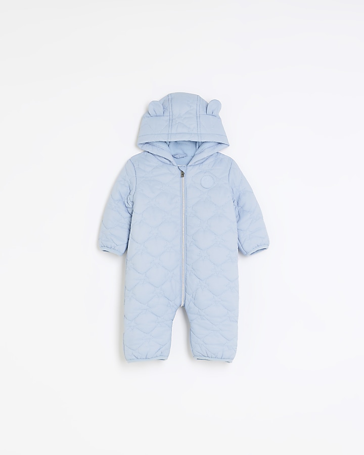 Baby boys blue hooded snowsuit