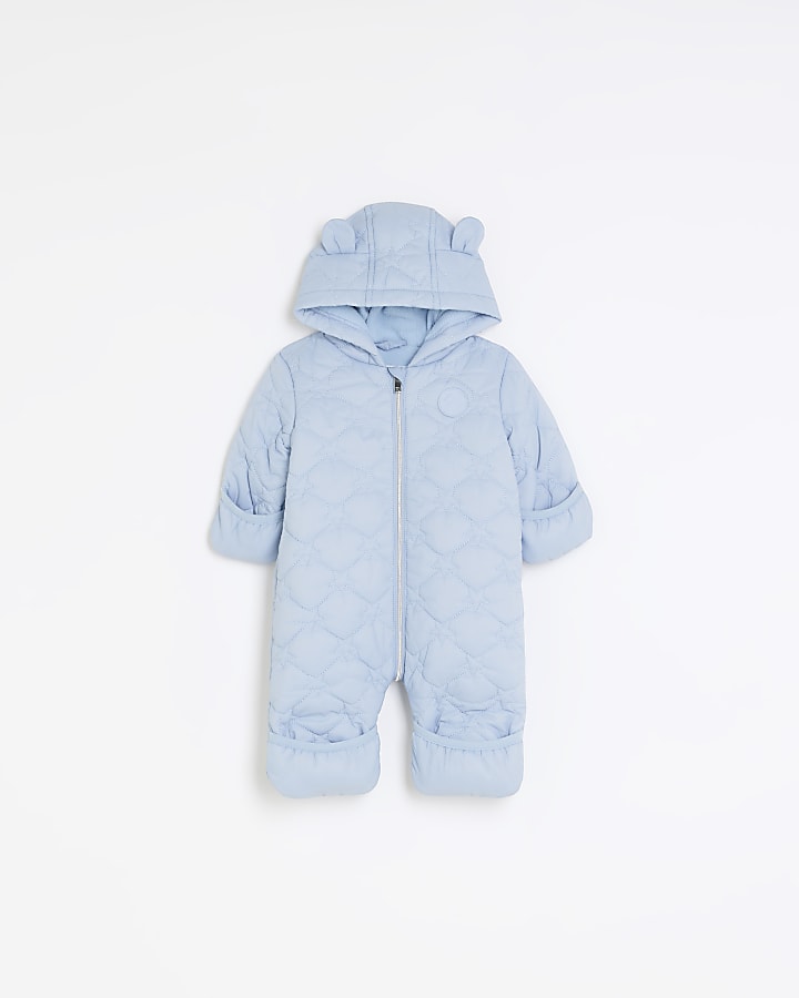 Baby boys blue hooded snowsuit River Island