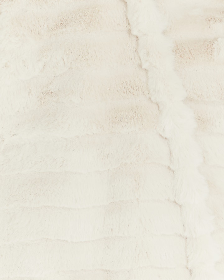 Baby girls cream faux fur pramsuit all in one River Island