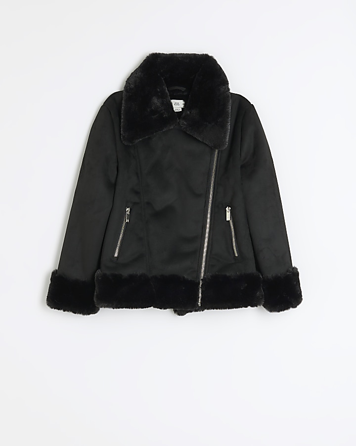 River island faux fur aviator clearance jacket