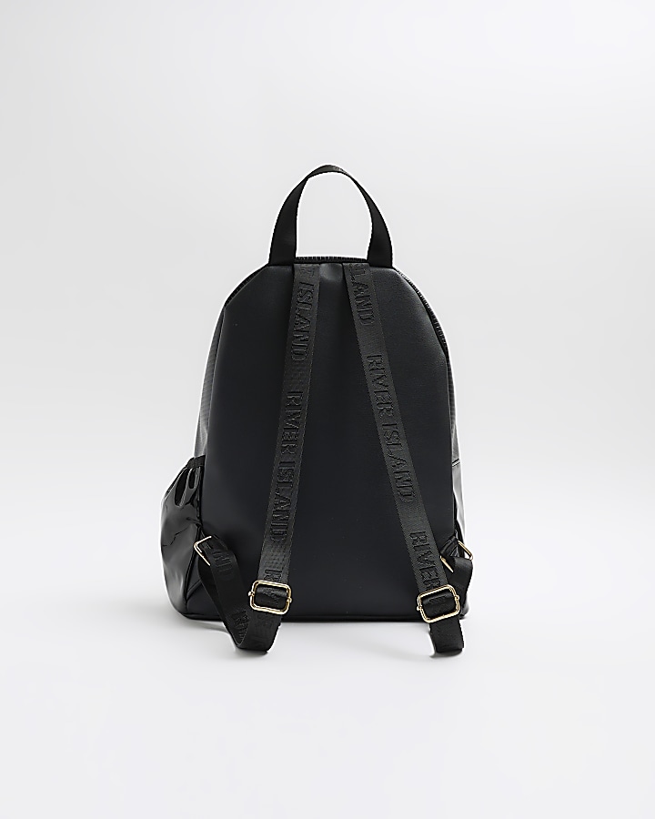 Girls black faux leather backpack bundle