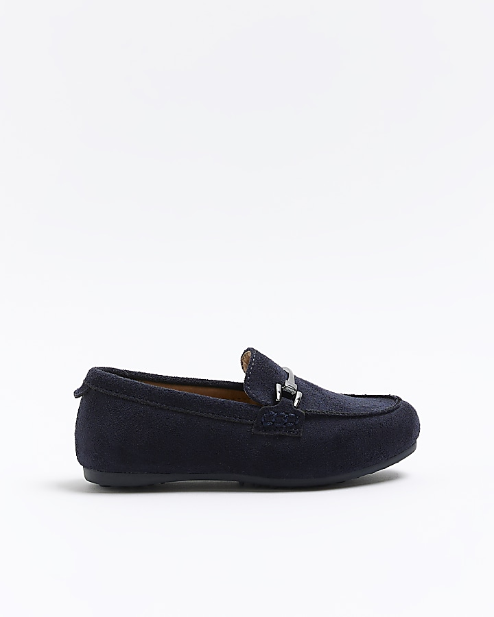 Mini boys navy loafers | River Island