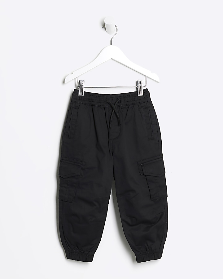 Mini Black cuffed Cargo Trousers | River Island