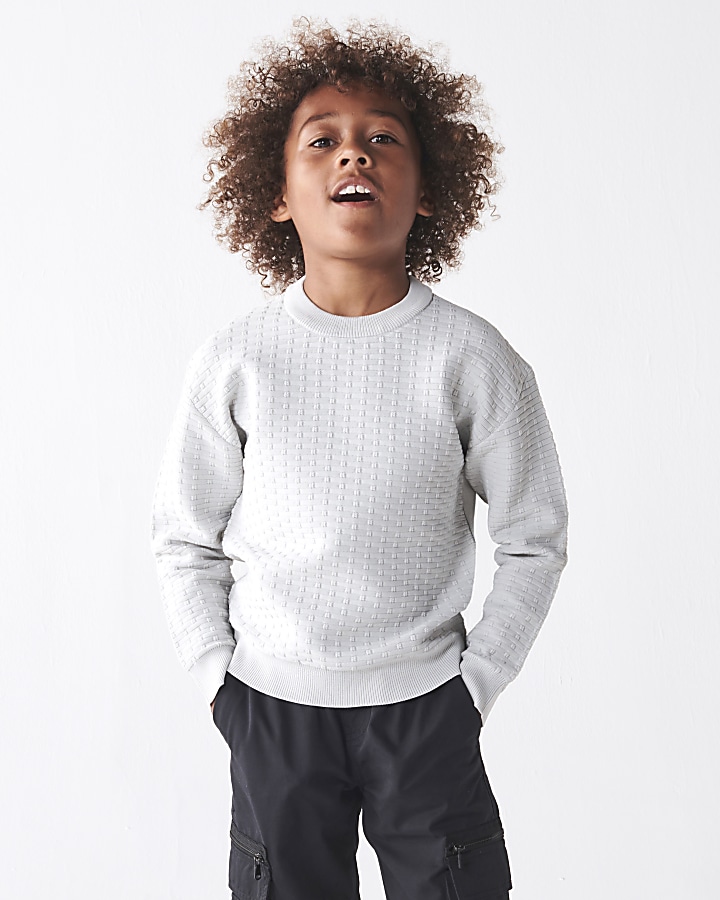 Boys grey brick stitch jumper