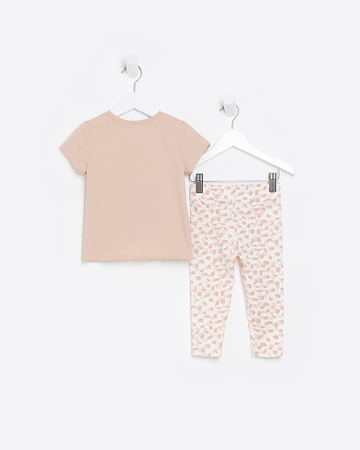 Mini girls Pink Bow T-shirt and Leggings Set