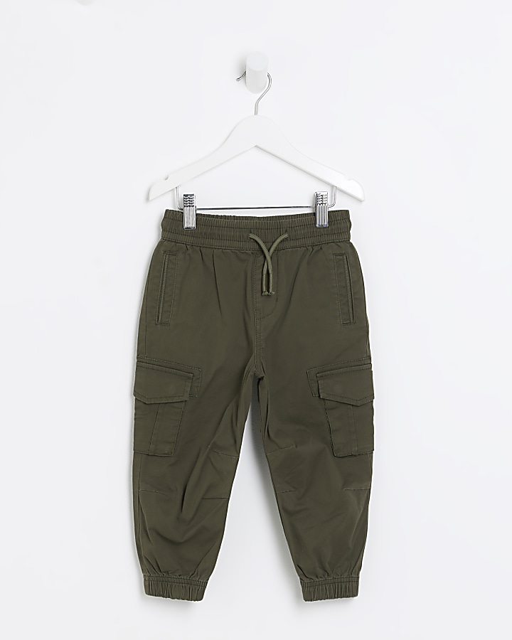 Mini Khaki cuffed Cargo Trousers | River Island
