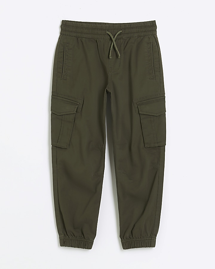 Khaki cuffed Cargo Trousers