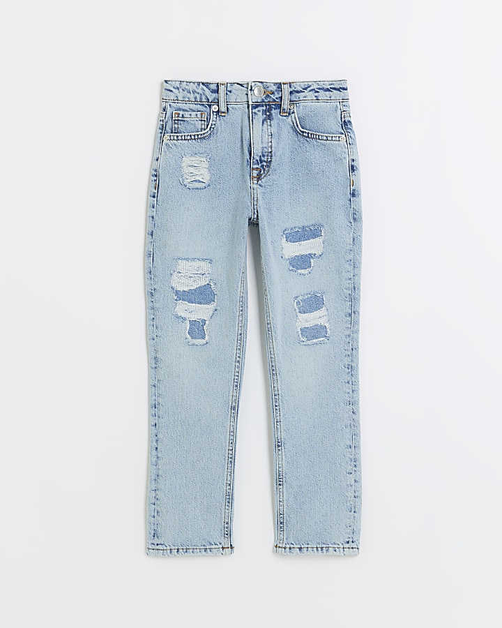 Boys ripped blue store jeans