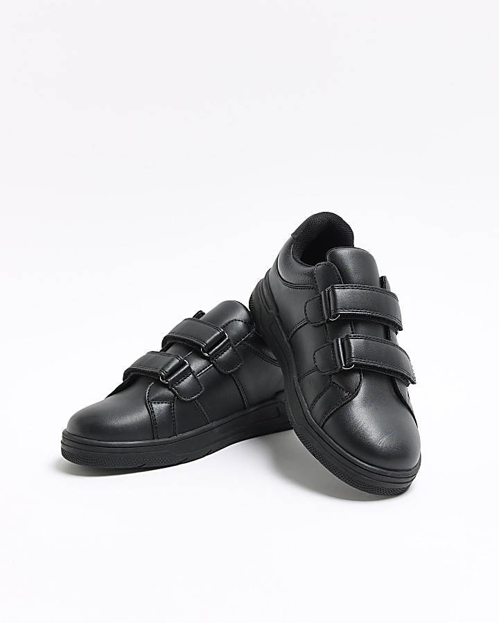 Mini boys black embossed velcro trainers