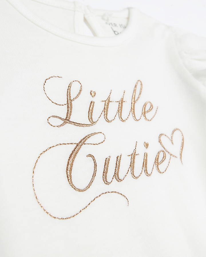 Baby girls beige romper and leggings set River Island