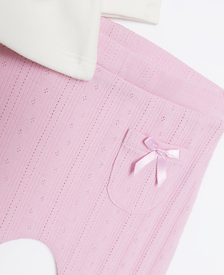 Baby girls pink bow sweatshirt set