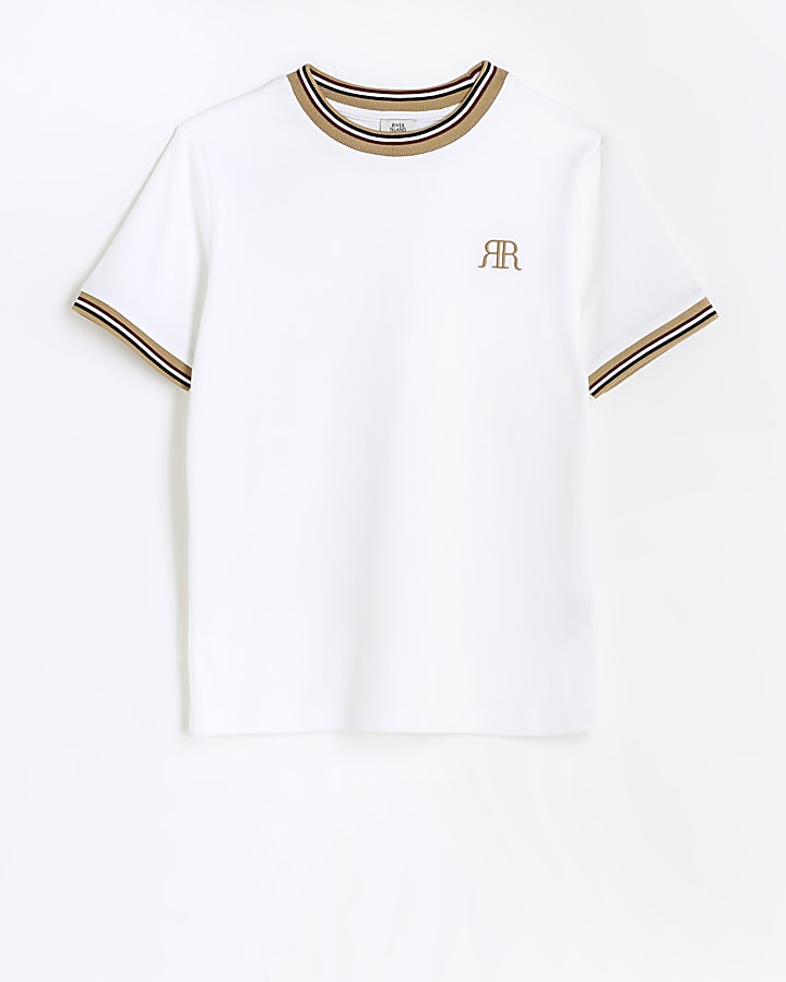 Boys white RI embroidered taped t-shirt