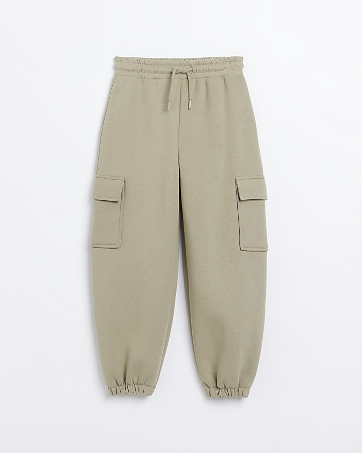 Girls Khaki Cargo Pocket Joggers | River Island