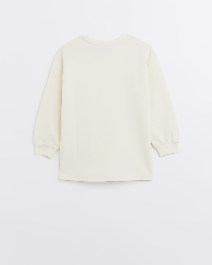 Girls cream longline sweatshirt