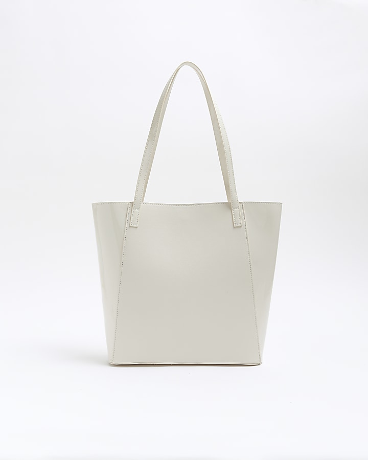 Girls cream quilted chain detail shopper bag | River Island