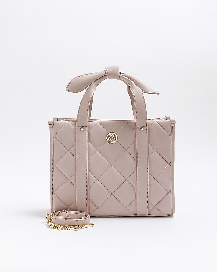 Girls pink quilted shopper bag