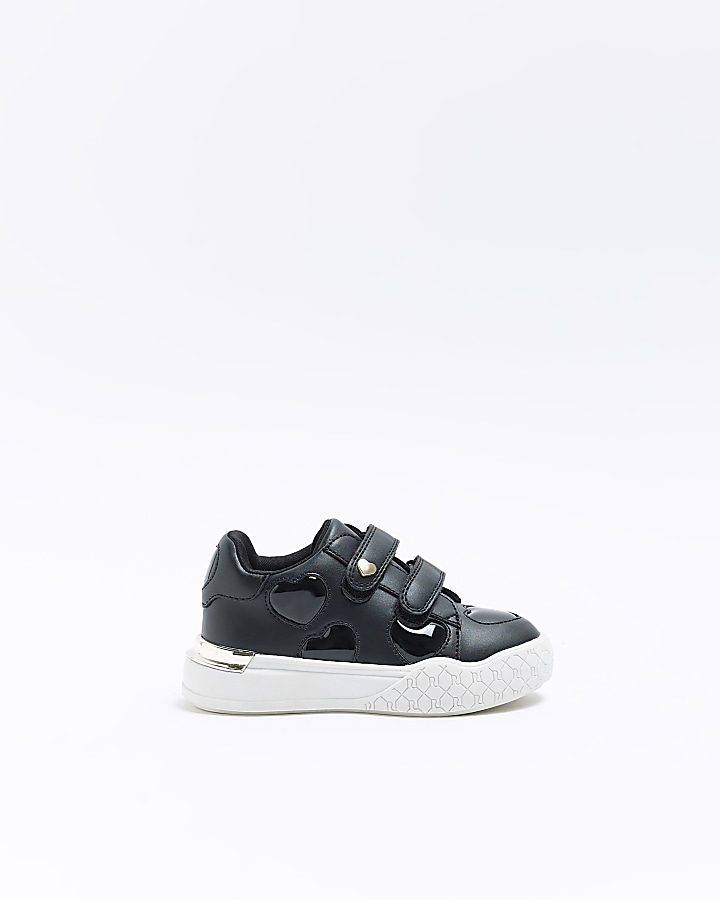 Mini girls black heart trainers